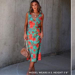 Emery Satin Sleeveless Midi Dress